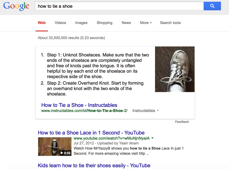 how to tie a shoe lace knowledge graph Google