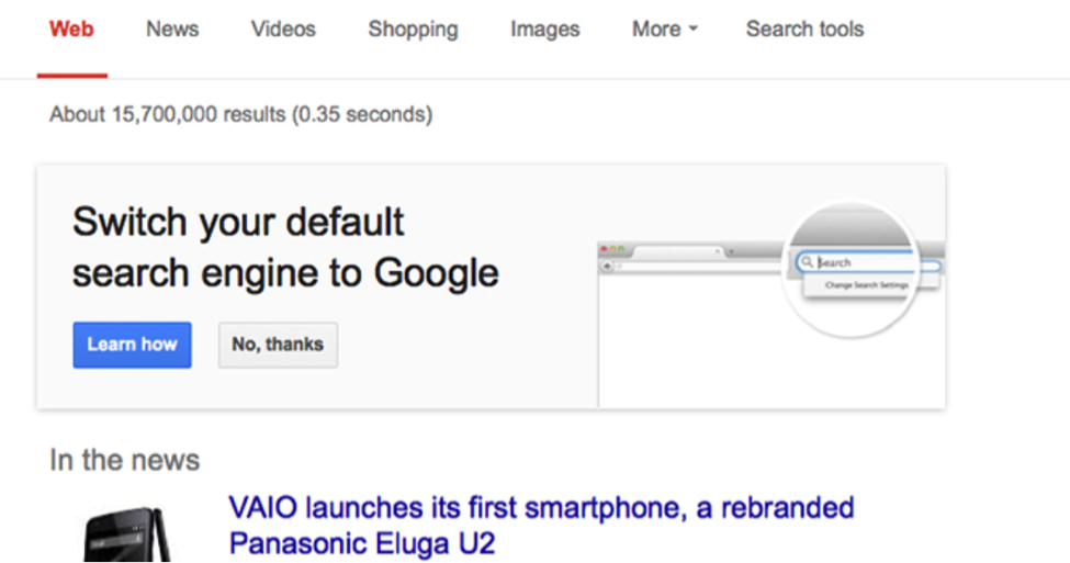 switch your default search engine to Google