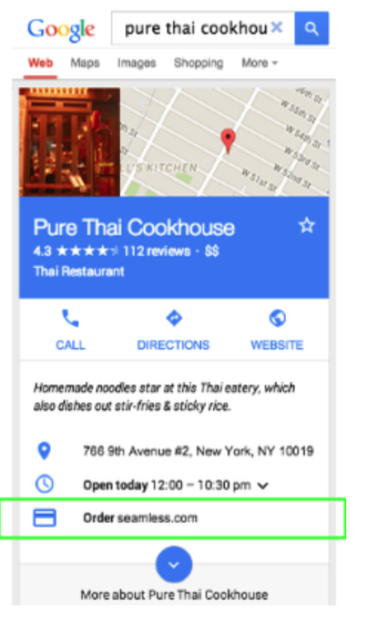 Google Adds Food Delivery Orders