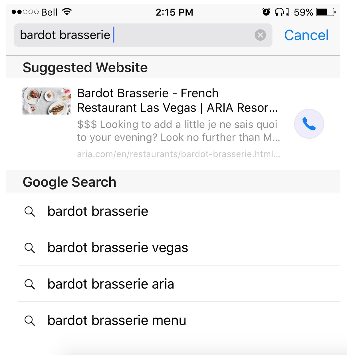 Safari Adds Click-to-Call Button in Mobile Search Suggestions
