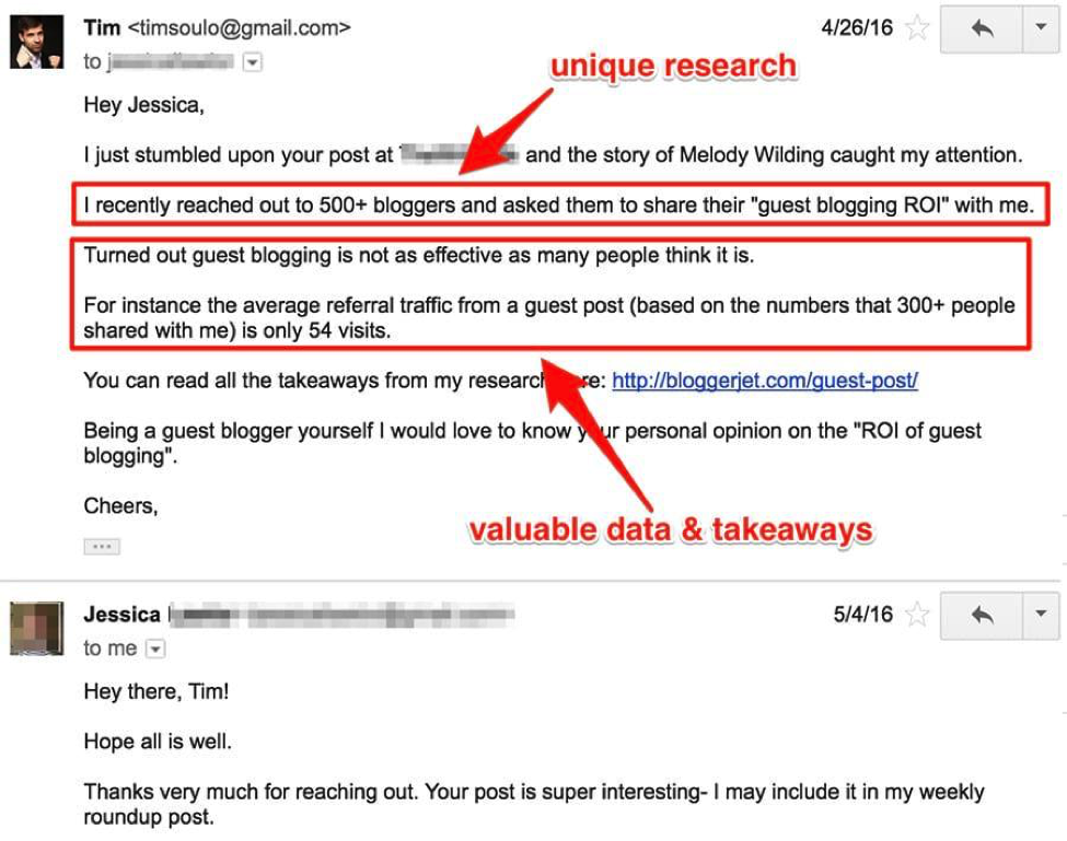 Email Outreach With Unique Research