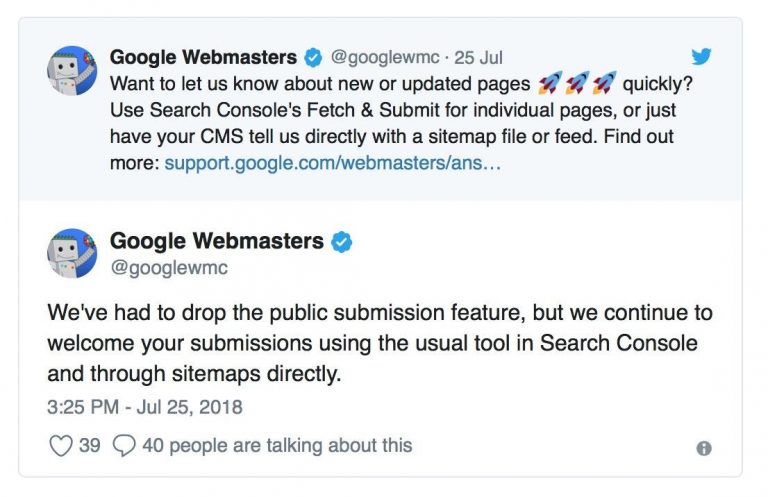 Google has removed the public version of its URL submission tool
